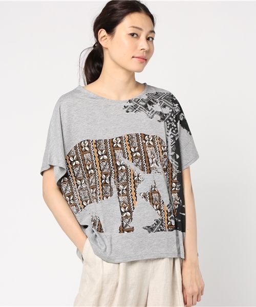 チャイハネ(チャイハネ)の「【チャイハネ】ギャラリーTシャツ(Tシャツ/カットソー・レディース・ブラック/カーキ/ホワイト/ブルー/グレー・FREE)」の13枚目の写真