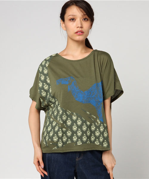 チャイハネ(チャイハネ)の「【チャイハネ】ギャラリーTシャツ(Tシャツ/カットソー・レディース・ブラック/カーキ/ホワイト/ブルー/グレー・FREE)」の18枚目の写真