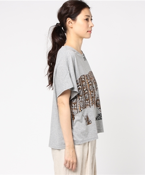 チャイハネ(チャイハネ)の「【チャイハネ】ギャラリーTシャツ(Tシャツ/カットソー・レディース・ブラック/カーキ/ホワイト/ブルー/グレー・FREE)」の7枚目の写真