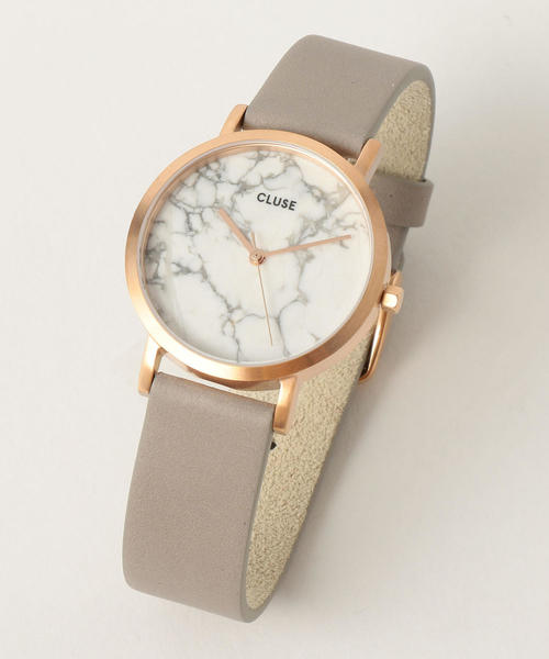 CLUSE（クルース）の「＜CLUSE＞レザー33ｍｍフェイス マーブルウォッチ/ピンクゴールドカラー ◆（アナログ腕時計・レディース・グレー・FREE）」の2枚目の写真