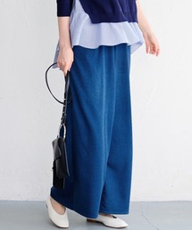 裏起毛ロングフレア2タックワイドパンツ