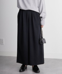 裏起毛ロングフレア2タックワイドパンツ
