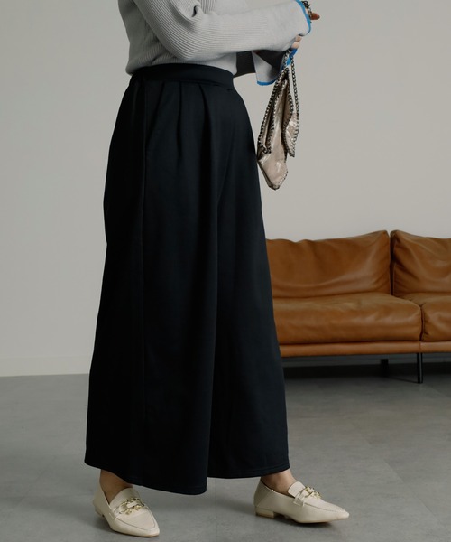 セール】裏起毛ロングフレア2タックワイドパンツ（その他パンツ