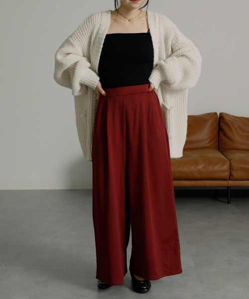 RANAN（ラナン）の「裏起毛ロングフレア2タックワイドパンツ（その他パンツ・レディース・ブラック/キャメル/チャコールグレー/ボルドー/ブラウン系その他/ライトグレー/ライトベージュ/グリーン系その他/グレー/グレー系その他/グリーン/ブルー系その他/ブルー系その他2/パープル/モカ/オレンジ系その他・SMALL/X-LARGE/MEDIUM/LARGE/S/L/LL/M）」の20枚目の写真