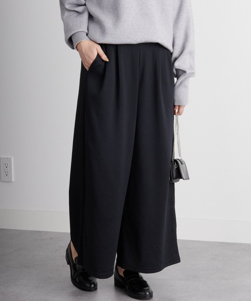 セール】裏起毛ロングフレア2タックワイドパンツ（その他パンツ