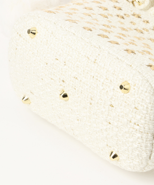 DRESSCAMP（ドレスキャンプ）の「DRESSCAMP (ドレスキャンプ)METEOR スタースタッズツイード2WAYミニトートバッグ（トートバッグ・レディース・ホワイト・FREE）」の4枚目の写真