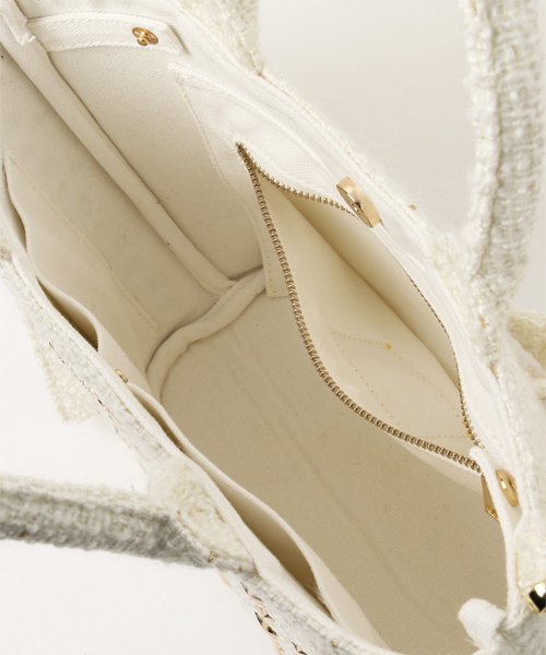 DRESSCAMP（ドレスキャンプ）の「DRESSCAMP (ドレスキャンプ)METEOR スタースタッズツイード2WAYミニトートバッグ（トートバッグ・レディース・ホワイト・FREE）」の6枚目の写真