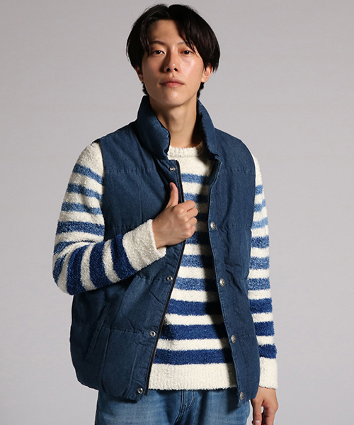 Naughty Dog ノーティードッグ の Naughty Dog デニムダウンベスト メンズ ダウンベスト Wear