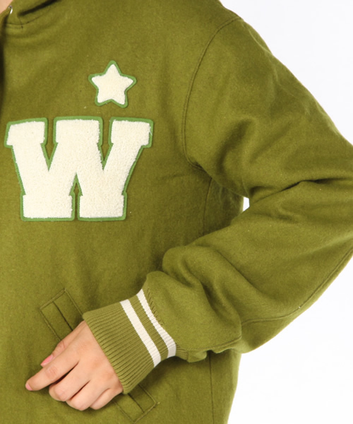 WC(ダブル シー)の「wc/Wワッペンスタジャン(スタジャン・レディース・ダークグレー/グリーン/イエロー・FREE)」の13枚目の写真