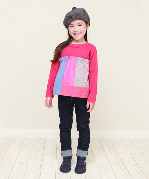 RAGMART（ラグマート）の「パッチワークTシャツ（Tシャツ/カットソー・キッズ・ネイビー/レッド・110cm/100cm/120cm/130cm）」の6枚目の写真