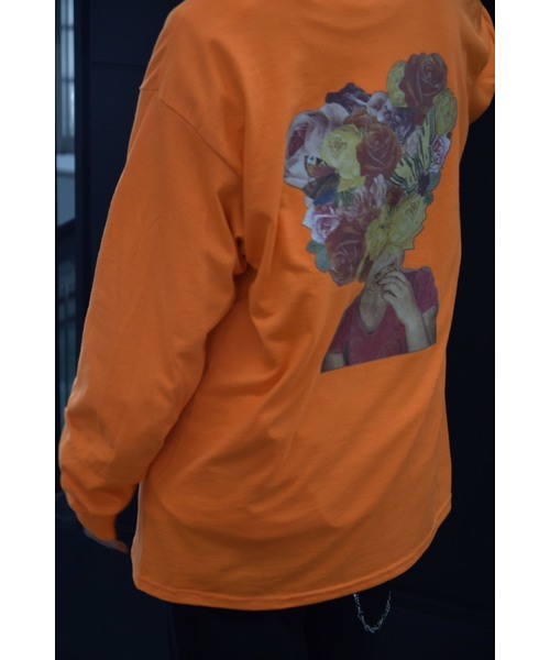 Torenia(トレニア)の「Torenia/トレニア/フラワーロンTEE(Tシャツ/カットソー・レディース・ホワイト/ブラック/オレンジ・LARGE/MEDIUM)」の1枚目の写真