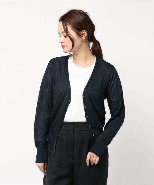 YECCA VECCA(イェッカヴェッカ)の「P.ラメVネックニットカ-ディガン(カーディガン/ボレロ・レディース・ライトグレー/ネイビー/イエロー/ライトベージュ・FREE)」の4枚目の写真