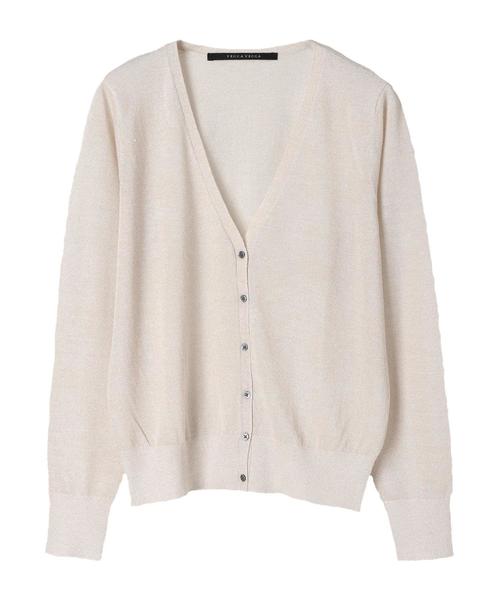 YECCA VECCA(イェッカヴェッカ)の「P.ラメVネックニットカ-ディガン(カーディガン/ボレロ・レディース・ライトグレー/ネイビー/イエロー/ライトベージュ・FREE)」の6枚目の写真