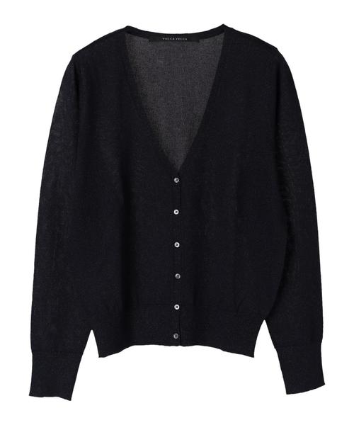 YECCA VECCA(イェッカヴェッカ)の「P.ラメVネックニットカ-ディガン(カーディガン/ボレロ・レディース・ライトグレー/ネイビー/イエロー/ライトベージュ・FREE)」の8枚目の写真