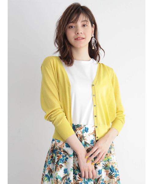 YECCA VECCA(イェッカヴェッカ)の「P.ラメVネックニットカ-ディガン(カーディガン/ボレロ・レディース・ライトグレー/ネイビー/イエロー/ライトベージュ・FREE)」の9枚目の写真