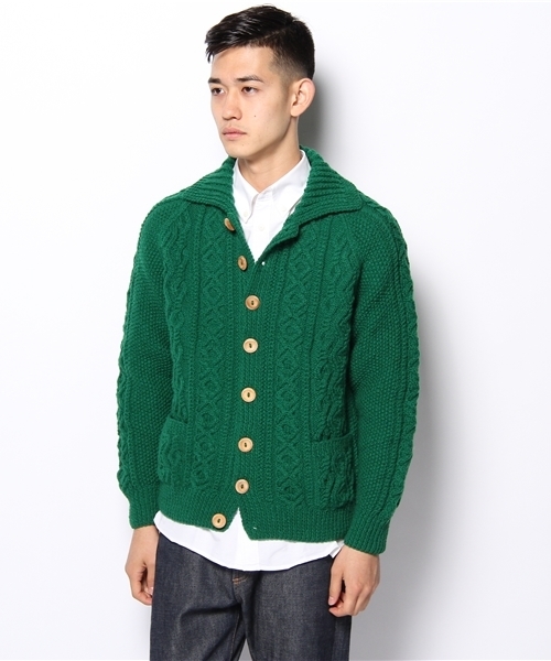 SHIPS(シップス)の「INVERALLAN: J&S アラン ポロカーディガン(カーディガン/ボレロ・メンズ・チャコールグレー/グリーン/ネイビー・40/38)」の13枚目の写真