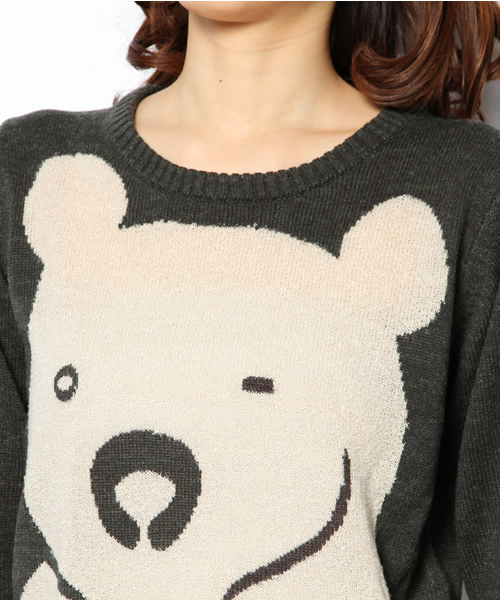 FRAPBOIS（フラボア）の「ブークベアニット（ニット/セーター・レディース・グレー/チャコール/ベージュ・1）」の7枚目の写真