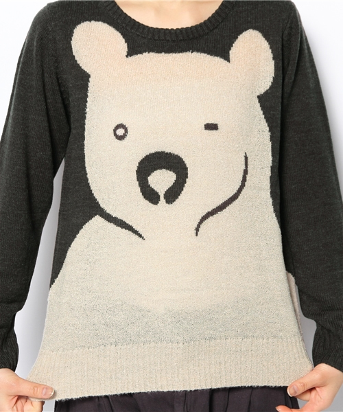 FRAPBOIS（フラボア）の「ブークベアニット（ニット/セーター・レディース・グレー/チャコール/ベージュ・1）」の9枚目の写真