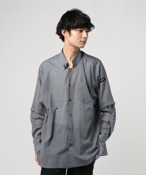 SYU.HOMME/FEMM（シュウ）の「【SYU.HOMME】Double coller convertible Shirts（シャツ/ブラウス・メンズ・ブラウン/グレー・1/2）」の3枚目の写真