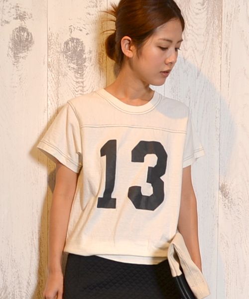 AMERICAN RAG CIE（アメリカンラグシー）の「ナンバリングＴシャツ/AYN-L141-CT092（Tシャツ/カットソー・レディース・オフホワイト/トップグレー/ブルー・FREE）」の2枚目の写真