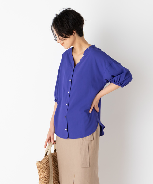 DISCOAT（ディスコート）の「イージーケアレーヨンパール釦ブラウス（シャツ/ブラウス・レディース・インディゴブルー/ベージュ/ブルー/オフホワイト・MEDIUM/LARGE）」の12枚目の写真