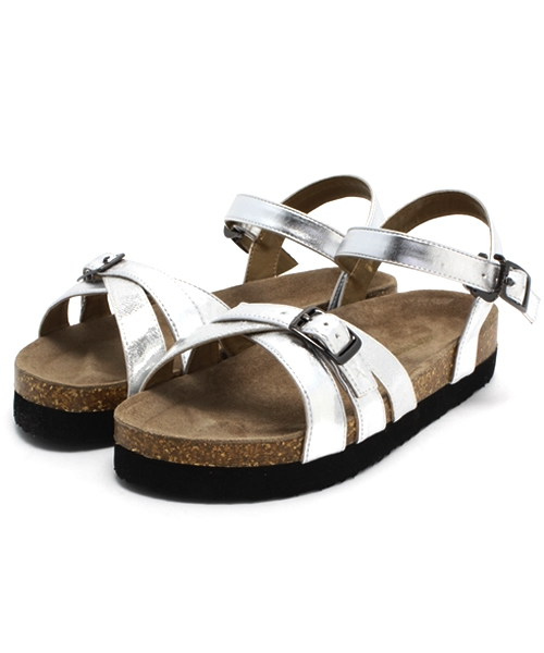 GLOBAL WORK（グローバルワーク）の「【GLOBAL WORK】アンクルベルトフラットサンダル/537214（サンダル・レディース・ホワイト/ブラック/グレー・LARGE/SMALL/MEDIUM）」の3枚目の写真