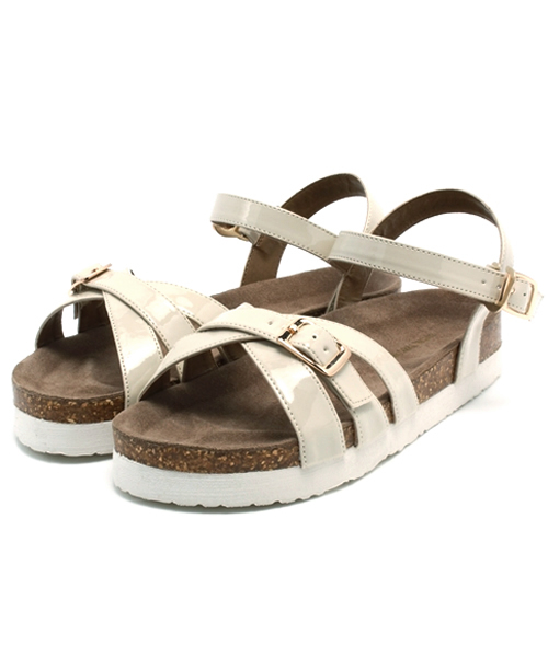 GLOBAL WORK（グローバルワーク）の「【GLOBAL WORK】アンクルベルトフラットサンダル/537214（サンダル・レディース・ホワイト/ブラック/グレー・LARGE/SMALL/MEDIUM）」の2枚目の写真