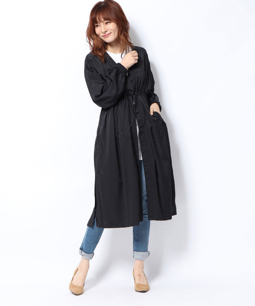 STYLEBLOCK（スタイルブロック）の「ナイロンタッチツイルドロストガウンコート（その他アウター・レディース・ブラック/ベージュ/ブラウン/キャメル・M）」の2枚目の写真