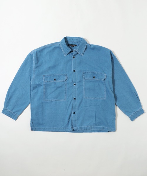 Jungle Storm(ジャングルストーム)の「【JUNGLE STORM】ステッチ配色長袖ワイドシャツ(シャツ/ブラウス・メンズ・ホワイト/ブラック/ブラウン/ケミカルウォッシュ・M/L)」の10枚目の写真