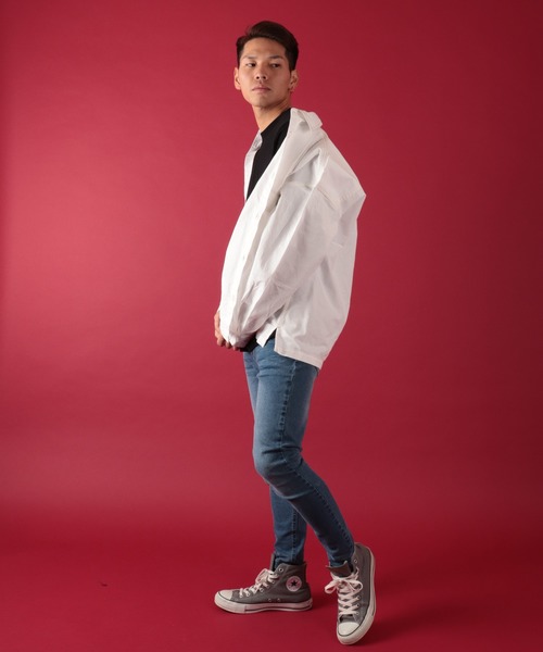 Jungle Storm(ジャングルストーム)の「【JUNGLE STORM】ステッチ配色長袖ワイドシャツ(シャツ/ブラウス・メンズ・ホワイト/ブラック/ブラウン/ケミカルウォッシュ・M/L)」の11枚目の写真