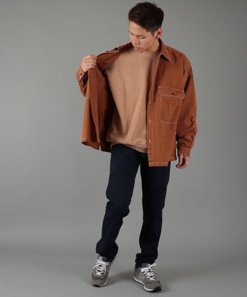 Jungle Storm(ジャングルストーム)の「【JUNGLE STORM】ステッチ配色長袖ワイドシャツ(シャツ/ブラウス・メンズ・ホワイト/ブラック/ブラウン/ケミカルウォッシュ・M/L)」の15枚目の写真