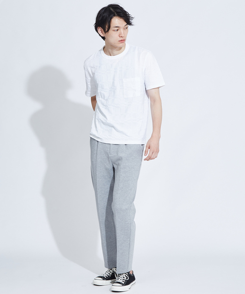 RECENCY OF MINE（リーセンシー オブ マイン）の「【Recency of Mine】リンクスブロックジャガード半袖Tシャツ（Tシャツ/カットソー・メンズ・オフホワイト/ダークネイビー・44/46/48/50）」の3枚目の写真