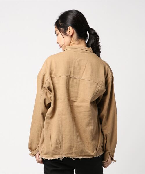 STYLEBLOCK（スタイルブロック）の「カツラギルーズビックシルエットGジャン（デニムジャケット・レディース・カーキ/キャメル/ライトベージュ/ブラック・M）」の6枚目の写真