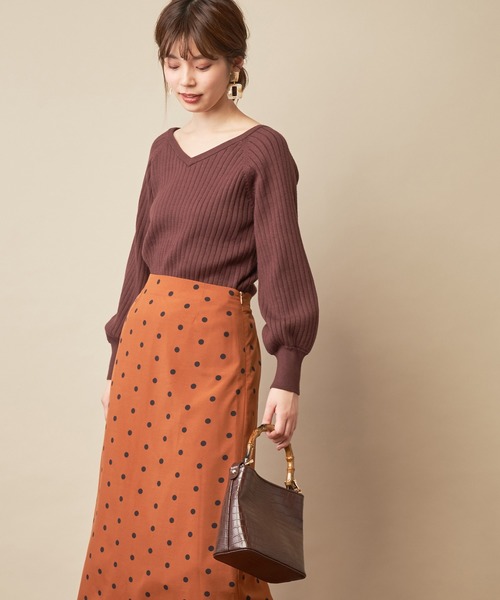 natural couture(ナチュラルクチュール)の「前後2WAY太リブゆるニット(ニット/セーター・レディース・ダークブラウン/パープル/サックスブルー/アイボリー/ピンクベージュ・FREE)」の1枚目の写真