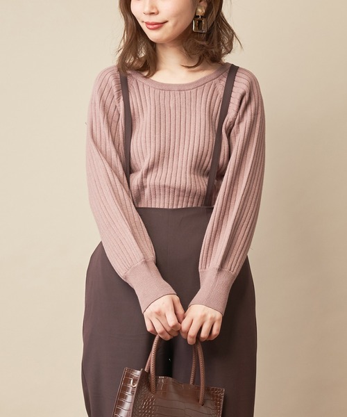 natural couture(ナチュラルクチュール)の「前後2WAY太リブゆるニット(ニット/セーター・レディース・ダークブラウン/パープル/サックスブルー/アイボリー/ピンクベージュ・FREE)」の5枚目の写真