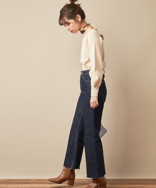 natural couture(ナチュラルクチュール)の「前後2WAY太リブゆるニット(ニット/セーター・レディース・ダークブラウン/パープル/サックスブルー/アイボリー/ピンクベージュ・FREE)」の6枚目の写真