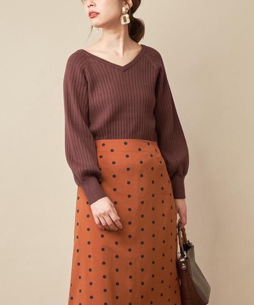 natural couture(ナチュラルクチュール)の「前後2WAY太リブゆるニット(ニット/セーター・レディース・ダークブラウン/パープル/サックスブルー/アイボリー/ピンクベージュ・FREE)」の11枚目の写真
