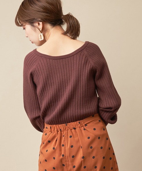 natural couture(ナチュラルクチュール)の「前後2WAY太リブゆるニット(ニット/セーター・レディース・ダークブラウン/パープル/サックスブルー/アイボリー/ピンクベージュ・FREE)」の10枚目の写真