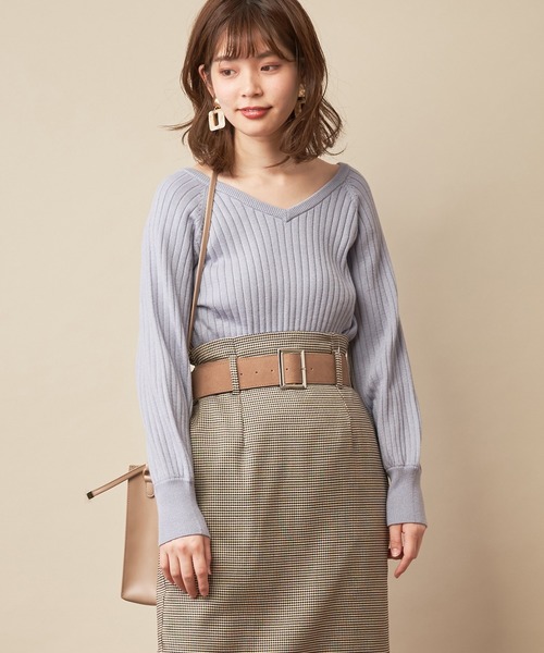 natural couture(ナチュラルクチュール)の「前後2WAY太リブゆるニット(ニット/セーター・レディース・ダークブラウン/パープル/サックスブルー/アイボリー/ピンクベージュ・FREE)」の14枚目の写真