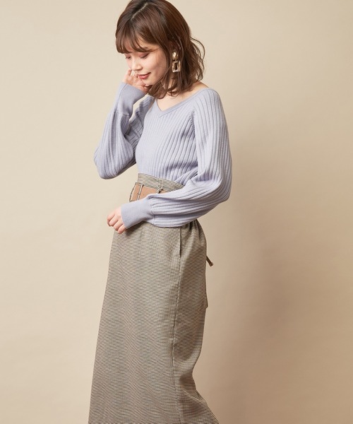natural couture(ナチュラルクチュール)の「前後2WAY太リブゆるニット(ニット/セーター・レディース・ダークブラウン/パープル/サックスブルー/アイボリー/ピンクベージュ・FREE)」の13枚目の写真