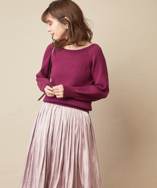 natural couture(ナチュラルクチュール)の「前後2WAY太リブゆるニット(ニット/セーター・レディース・ダークブラウン/パープル/サックスブルー/アイボリー/ピンクベージュ・FREE)」の16枚目の写真