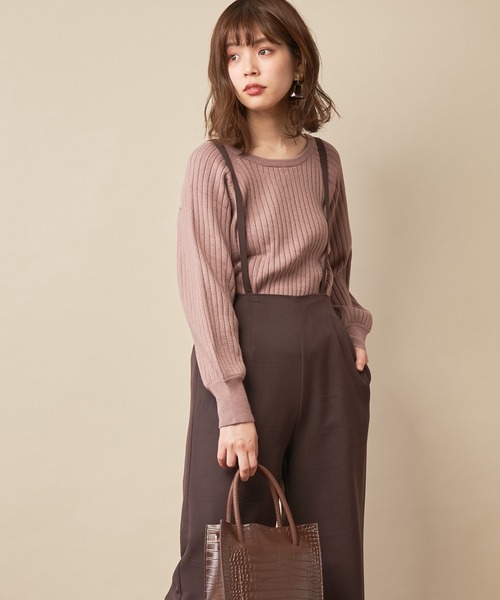 natural couture(ナチュラルクチュール)の「前後2WAY太リブゆるニット(ニット/セーター・レディース・ダークブラウン/パープル/サックスブルー/アイボリー/ピンクベージュ・FREE)」の19枚目の写真