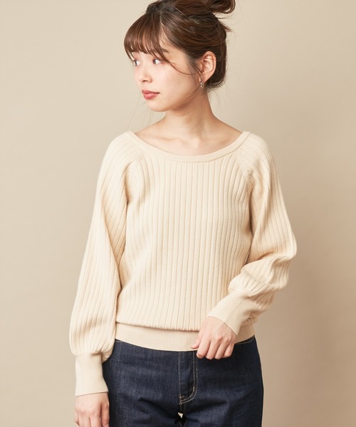 natural couture(ナチュラルクチュール)の「前後2WAY太リブゆるニット(ニット/セーター・レディース・ダークブラウン/パープル/サックスブルー/アイボリー/ピンクベージュ・FREE)」の21枚目の写真