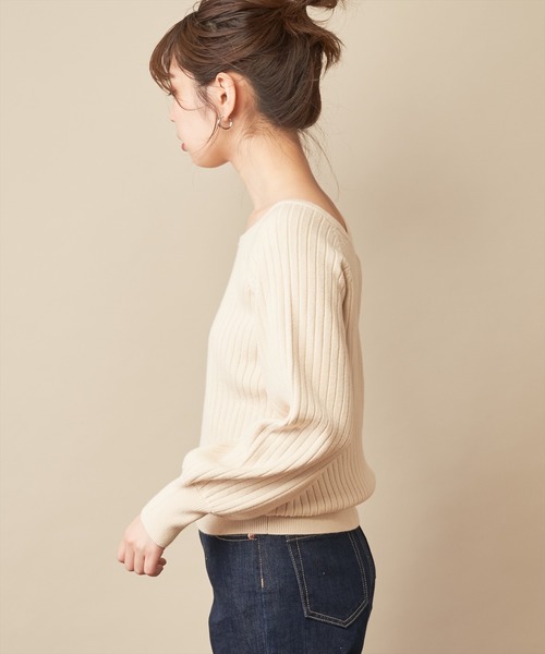 natural couture(ナチュラルクチュール)の「前後2WAY太リブゆるニット(ニット/セーター・レディース・ダークブラウン/パープル/サックスブルー/アイボリー/ピンクベージュ・FREE)」の22枚目の写真