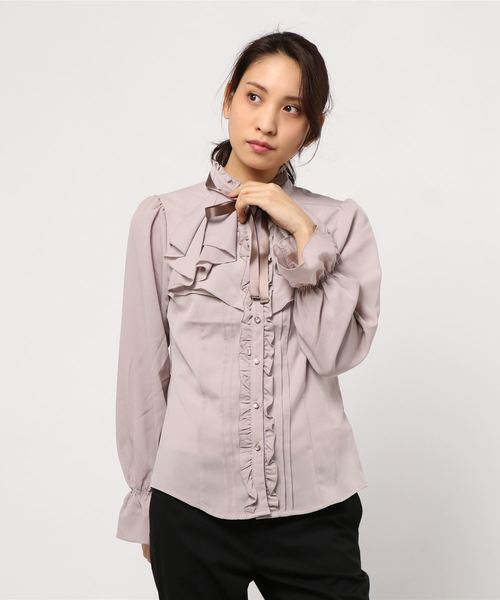 axes femme（アクシーズファム）の「リボン付フリルブラウス（シャツ