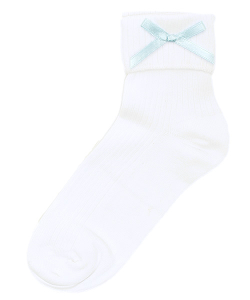 WEGO（ウィゴー）の「WEGO/リボン折り返しソックス（ソックス/靴下・レディース・ホワイト/ブラック/サックスブルー/パープル・FREE）」の4枚目の写真