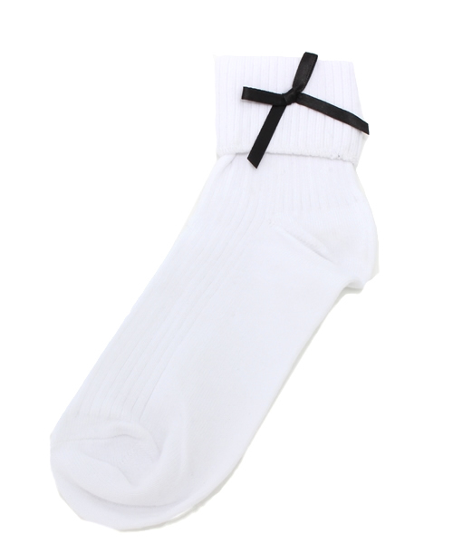 WEGO（ウィゴー）の「WEGO/リボン折り返しソックス（ソックス/靴下・レディース・ホワイト/ブラック/サックスブルー/パープル・FREE）」の3枚目の写真