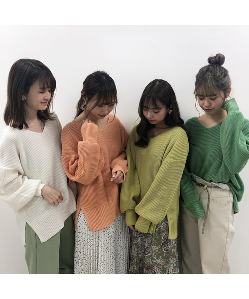 one after another NICE CLAUP（ワンアフターアナザーナイスクラップ）の「春のにじいろ ニット（ニット/セーター・レディース・ブラック/ベージュ/グリーン・FREE）」の17枚目の写真