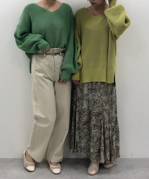 one after another NICE CLAUP（ワンアフターアナザーナイスクラップ）の「春のにじいろ ニット（ニット/セーター・レディース・ブラック/ベージュ/グリーン・FREE）」の22枚目の写真