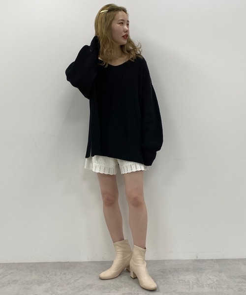 one after another NICE CLAUP（ワンアフターアナザーナイスクラップ）の「春のにじいろ ニット（ニット/セーター・レディース・ブラック/ベージュ/グリーン・FREE）」の15枚目の写真